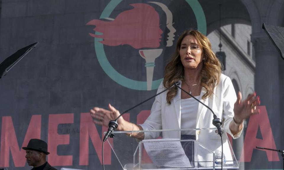 Caitlyn Jenner, seen at the Women’s March in 2020, is among the gubernatorial candidates.