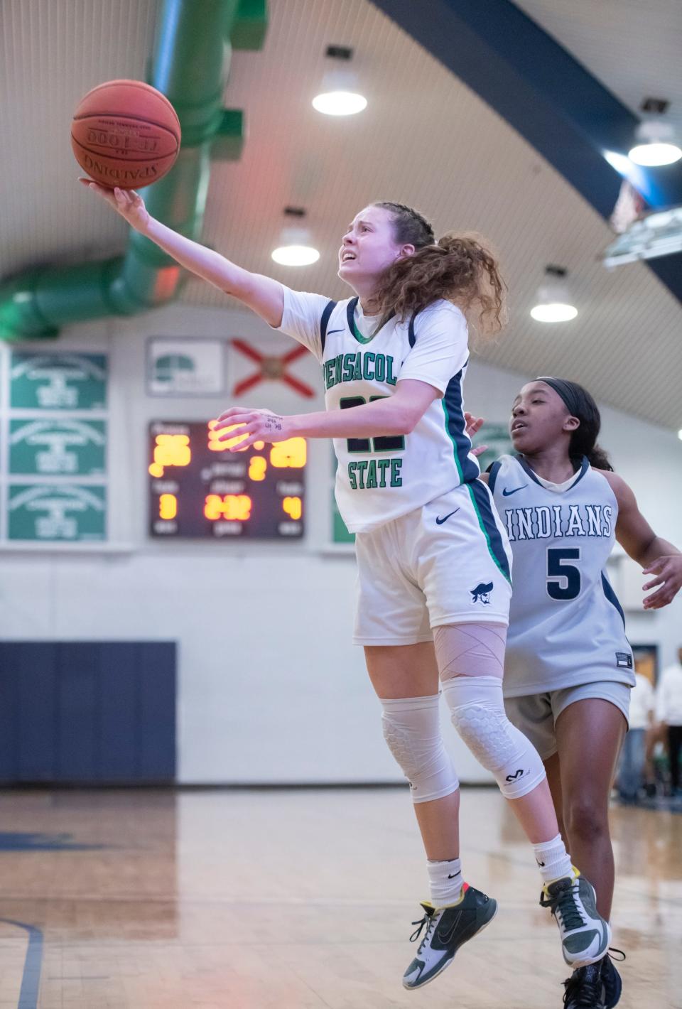 Kristin Williams (22) lays up during the Chipola College vs PSC women's basketball game at Pensacola State College on Wednesday, Jan. 26, 2022.