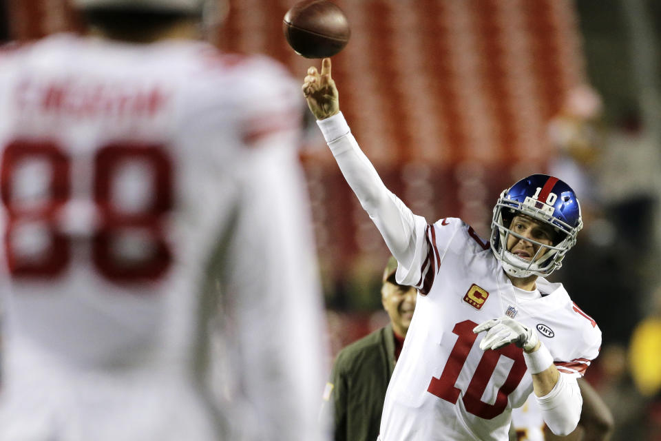 Eli Manning has a vocal supporter in Mike Francesca. (AP) 