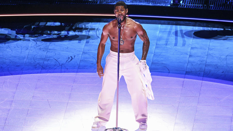 Usher in Custom Dolce & Gabbana at the 2024 NFL Super Bowl