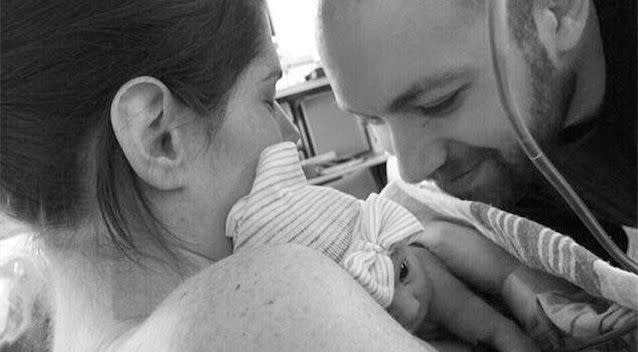 Elizabeth Joice and Max Joice with their newborn baby, Lily Anne. Photo: Facebook.