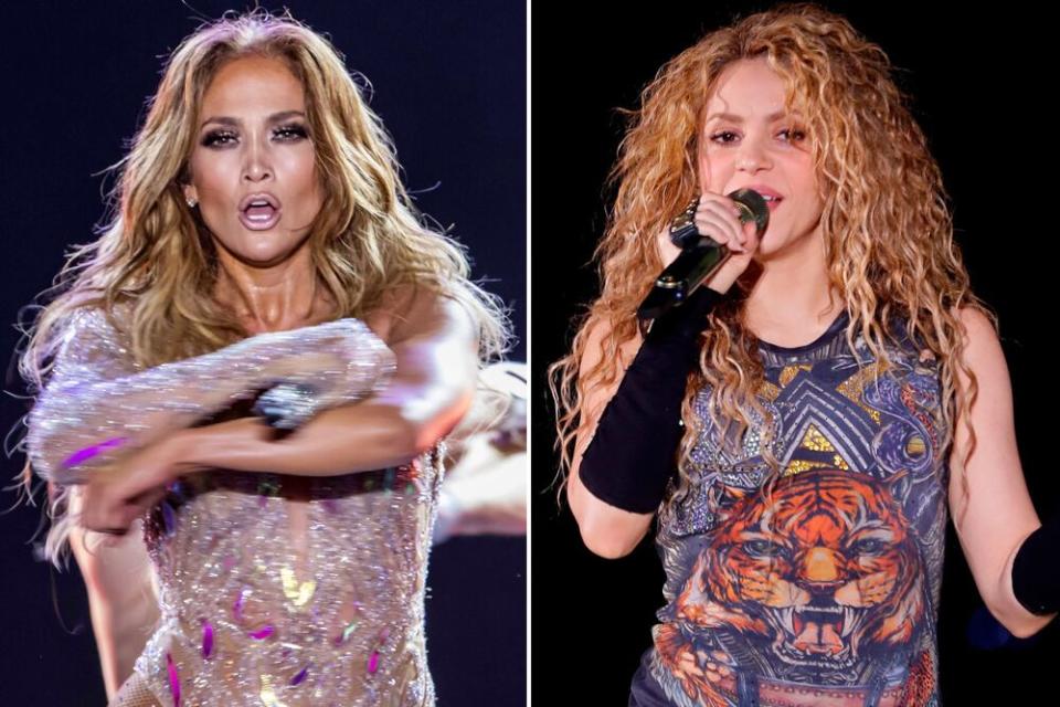 Jennifer Lopez and Shakira | KHALED DESOUKI/Getty Images; JOSEPH EID/Getty Images