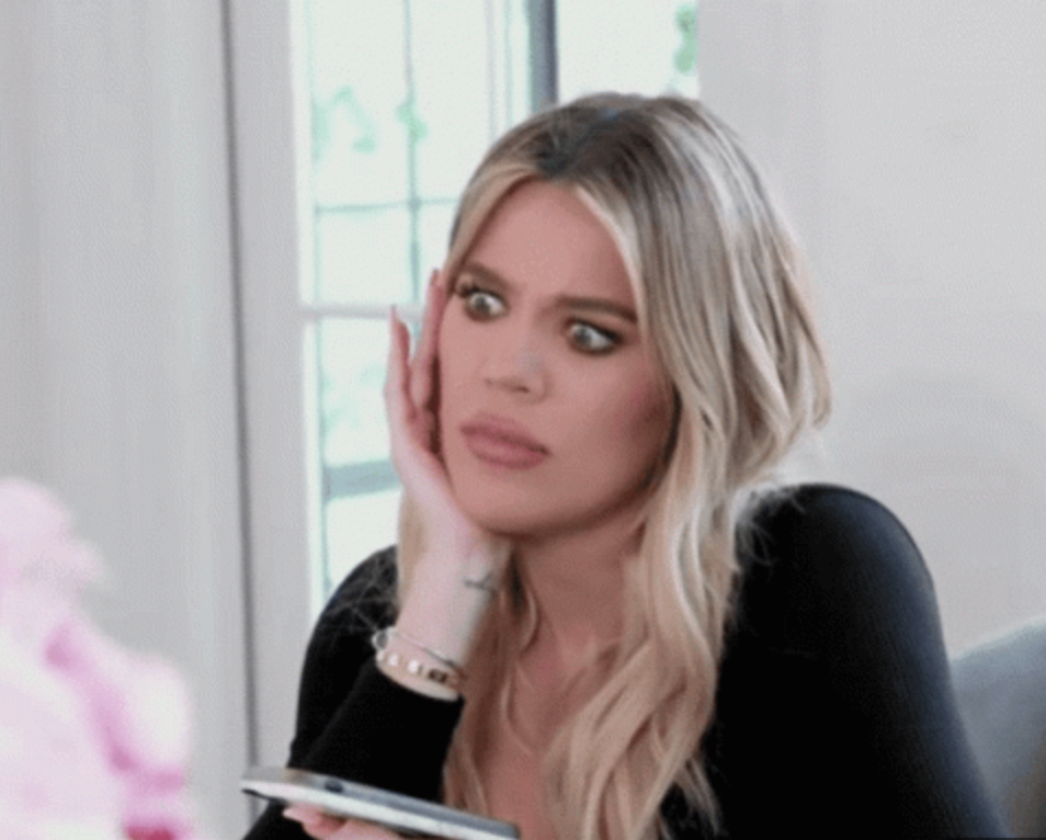 Khloe Kardashian looking shocked