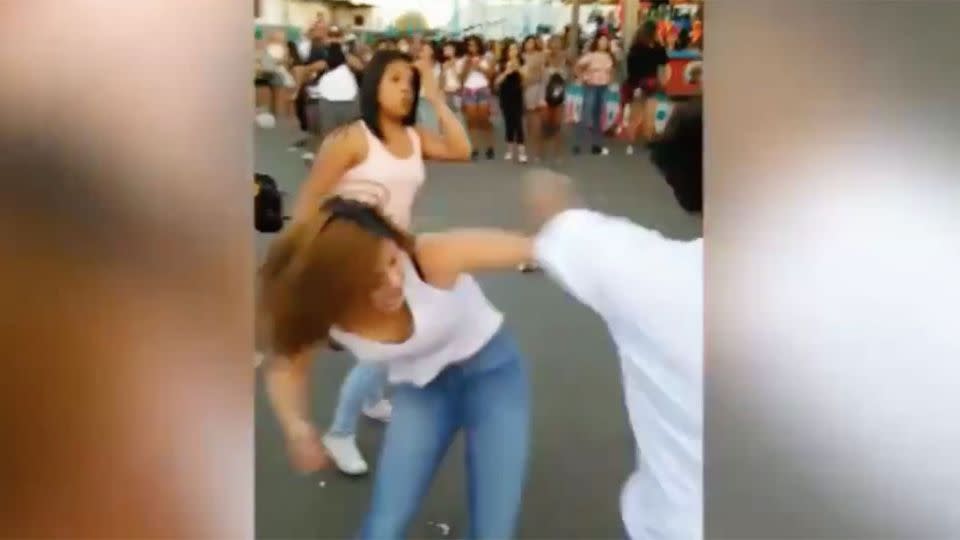 The video shows men and woman all launching punches at each other during the Big Fresno Fair. Photo: Facebook