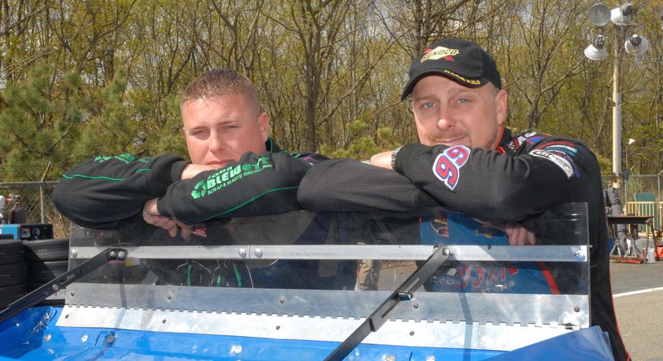 Brothers Jimmy Blewett (left) and John Blewett III (right) at Wall Stadium Speedway in Wall Township, New Jersey, prior to a NASCAR Whelen Modified Tour event on May 6, 2007. (Photo: NASCAR)