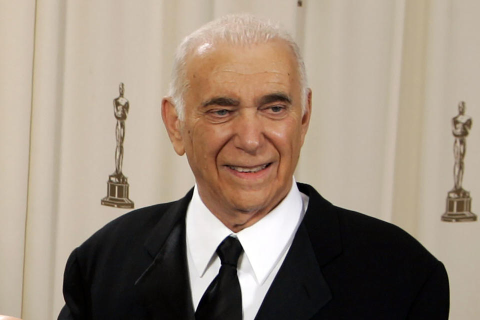 FILE - Producer Albert S. Ruddy appears backstage after his film "Million Dollar Baby" won best picture at the 77th Academy Awards Sunday, Feb. 27, 2005, in Los Angeles. The Canadian-born producer and writer who won Oscars for “The Godfather” and “Million Dollar Baby,” died Saturday, May 25, 2024, at age 94. (AP Photo/Reed Saxon, File)