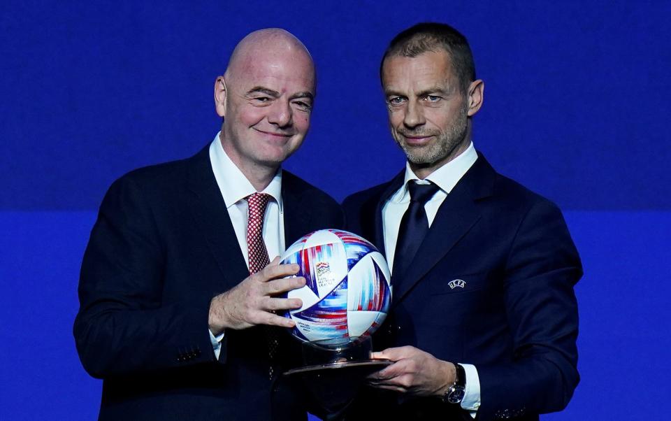 Fifa president Gianni Infantino (left) and  Aleksander Ceferin (right) – The FA Cup is collateral damage in the poisonous war for football's wealth