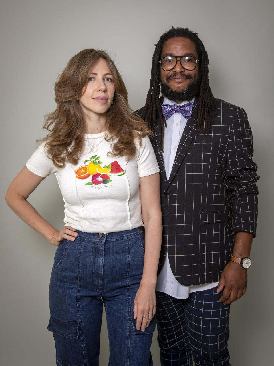 Singer Rachael Price, left, and keyboardist Akie Bermiss of Lake Street Dive pose for a portrait on Wednesday, June 19, 2024, in New York to promote their latest release "Good Together." (Photo by Andy Kropa/Invision/AP)