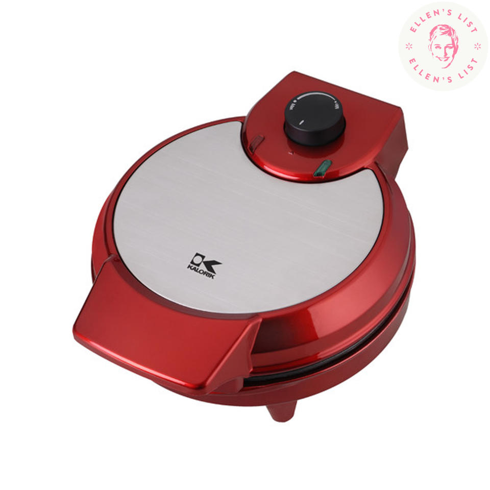 Kalorik Red Metallic Heart-Shaped Waffle Maker. (Photo: Walmart)