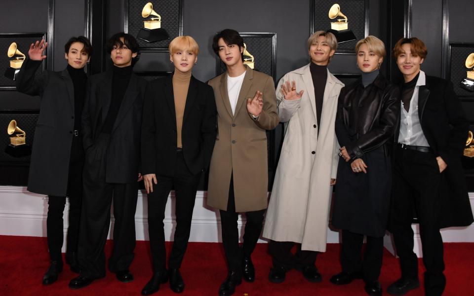 BTS arrive for the Grammys last month in Los Angeles - Valerie Macon/AFP