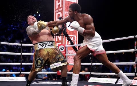 Andy Ruiz Jr. (left) in his fight against Anthony Joshua - Credit: PA