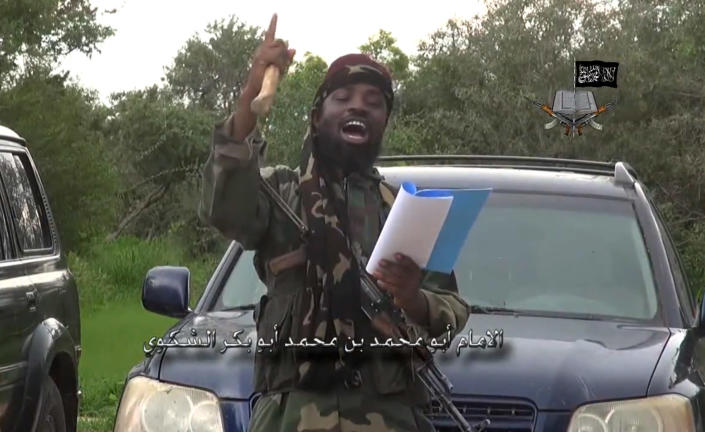 Boko Haram leader Abubakar Shekau says he has created an Islamic caliphate in northeast Nigeria, in a video message posted on August 24, 2014 (AFP Photo/)