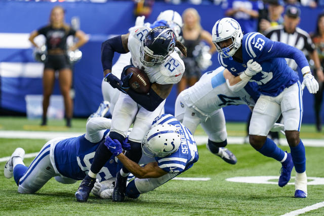 Tennessee Titans running back Derrick Henry (22) leaves the field