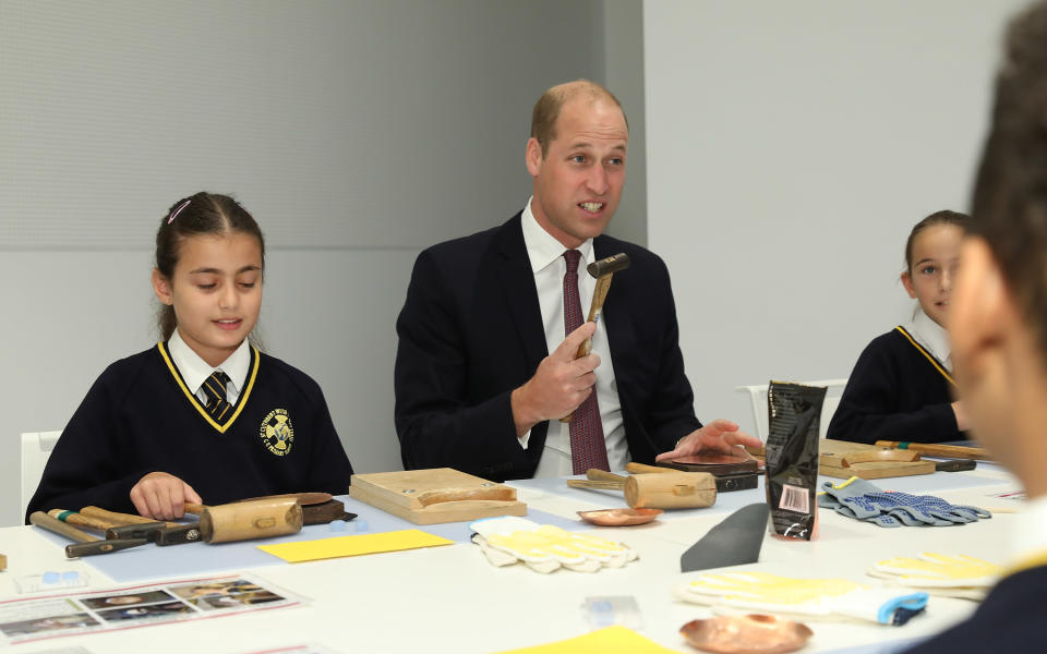 The Duke Of Cambridge was pictured sitting down to practice his chopstick skills with a group of children from St Cuthbert with St Matthias CE Primary School. Photo: Getty Images