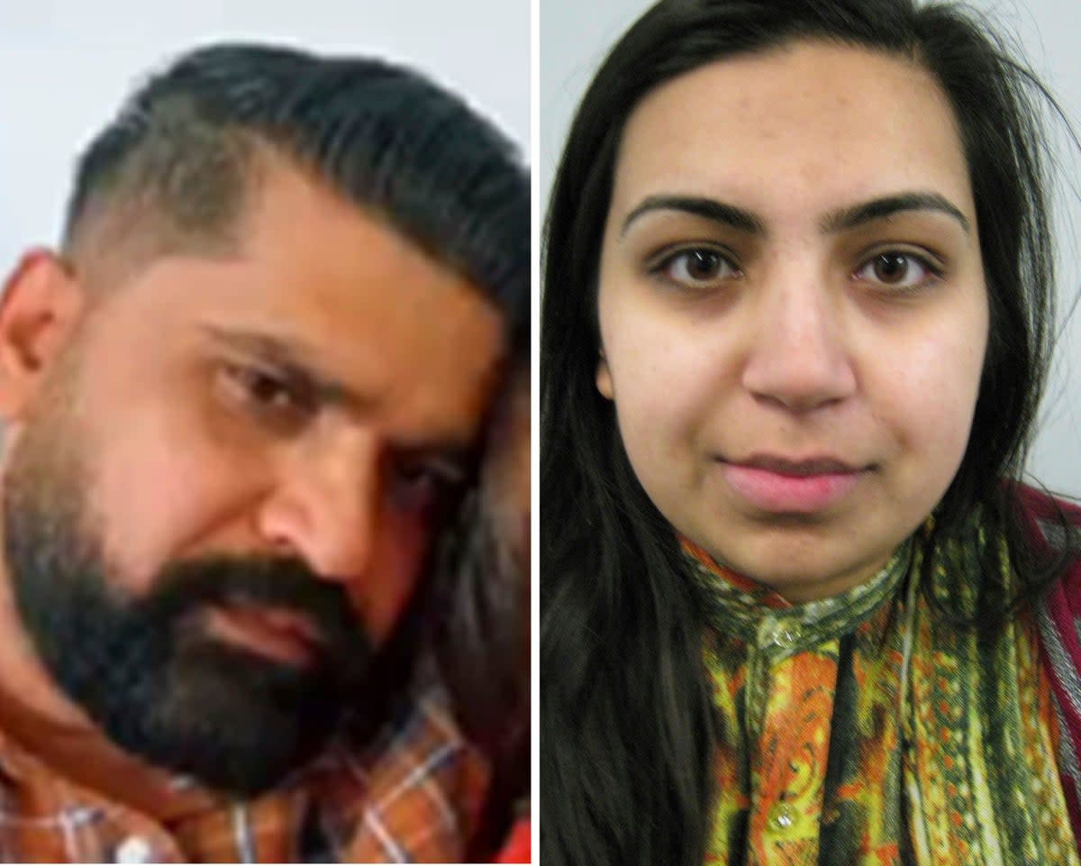 Urfan Sharif, left and his partner Beinash Batool. (Surrey Police)