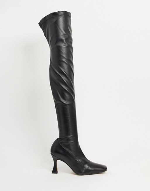 ASOS DESIGN Keisha Premium Stretch Over-The-Knee Boots with Novel Heel