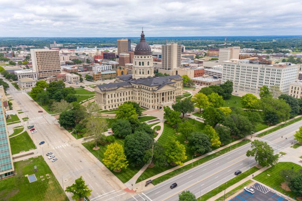 aerial view of state capitol building in topeka, kansas