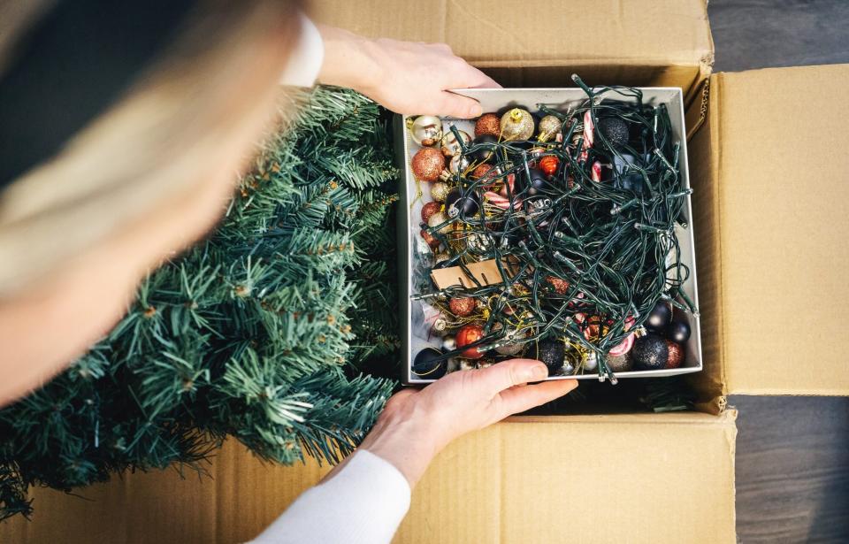 packing up christmas ornaments