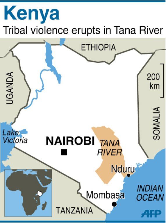 Map of Kenya locating tribal violence in Tana River region. At least 10 people were killed and several wounded in a retaliatory dawn raid Thursday in the Tana River delta region of southeast Kenya, the latest violence to flare up in an area where scores died in clashes last year, Kenya Red Cross said