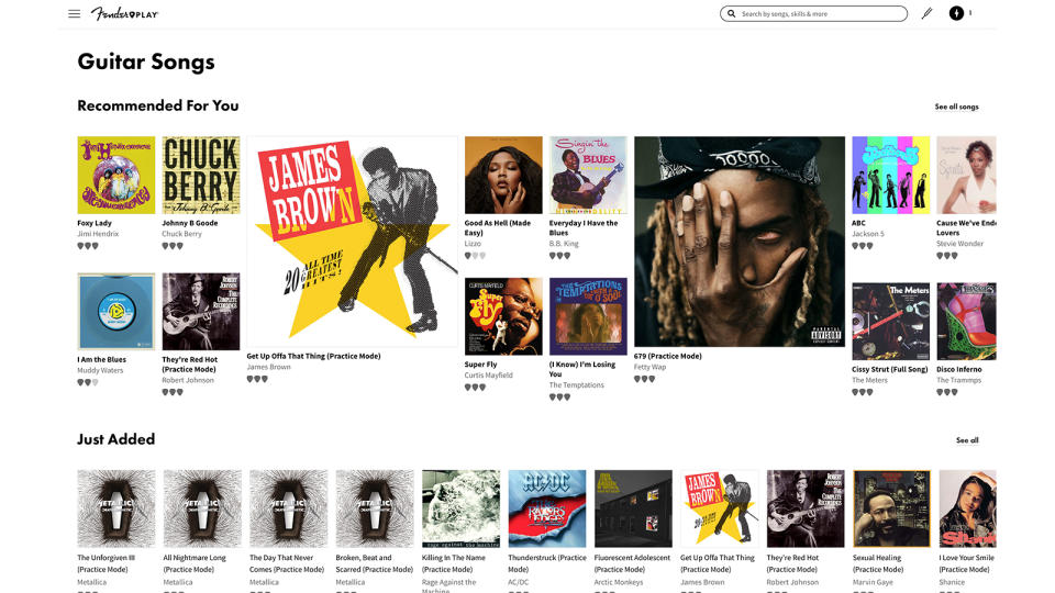 Fender Play vs Yousician: Songs