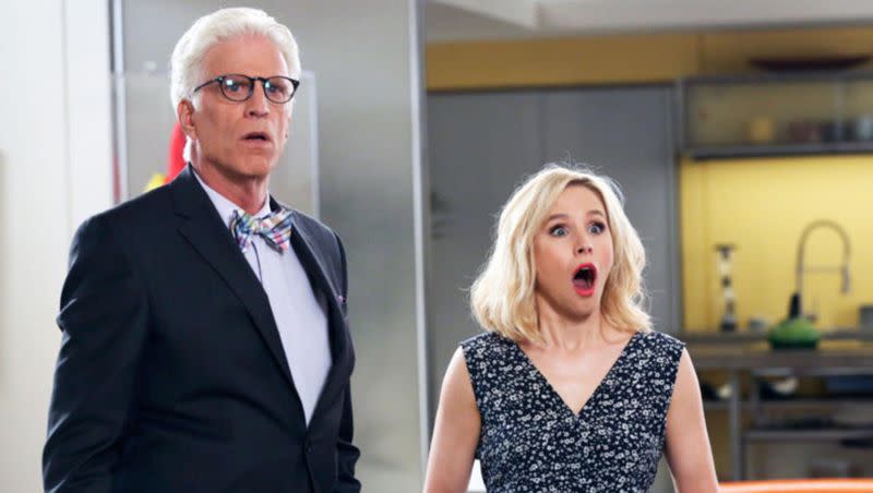 Ted Danson and Kristen Bell star in the afterlife sitcom “The Good Place.”