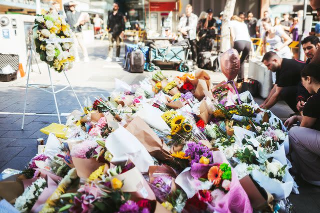 <p>Dion Georgopoulos / The Sydney Morning Herald via Getty</p> Bondi Junction Westfield tributes.