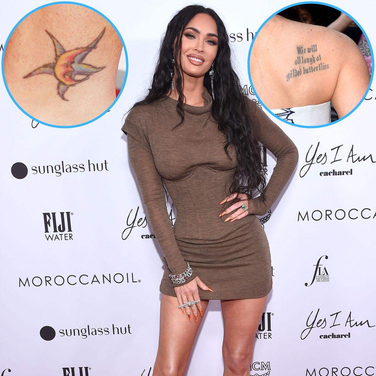 Megan Fox Is Covered In Tattoos See Photos Of The Actress Body Art From Her Back To Pelvis Tattoo 4756