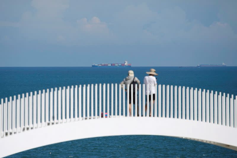 Container ships off Pingtan island