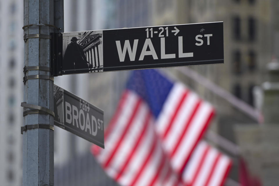 Photo by: zz/NDZ/STAR MAX/IPx 2024 4/4/24 Atmosphere in and around Wall Street and The New York Stock Exchange in the Financial District of Lower Manhattan, New York City on April 4, 2024. Here, street signs at the intersection of Wall Street and Broad Street. (NYC)