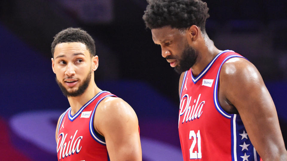 Ben Simmons and Joel Embiid were both late scratchings from the NBA All-Star game after they were forced into quarantine. (Photo by Jesse D. Garrabrant/NBAE via Getty Images)