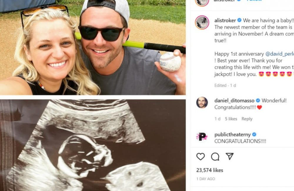 Ali Stroker and David Perlow are having a baby (c) Instagram credit:Bang Showbiz