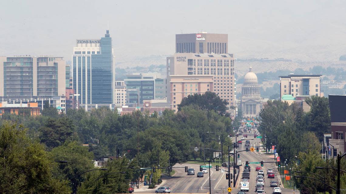 The Boise Foothills disappear in smoke behind the Downtown Boise skyline in this August 2018 photo. Wildfire smoke is now a regular presence in the Treasure Valley during late summer.