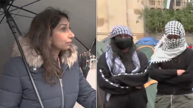 Suella Braverman had a toe-curlingly awkward encounter with Cambridge student protesters