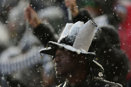 Soccer Football - Serie A - Juventus v Atalanta - Allianz Stadium, Turin, Italy - February 25, 2018 Fans in the snow before the match was postponed REUTERS/Massimo Pinca