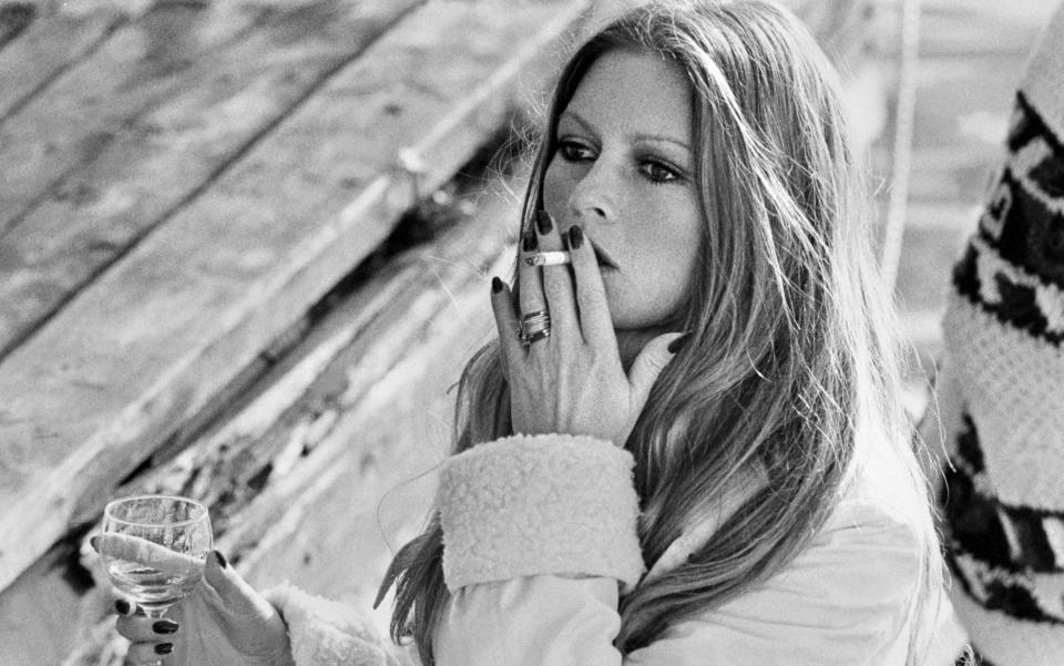 French actress Brigitte Bardot smokes a cigarette on the set of the film "Don Juan 73" directed by Roger Vadim in Stockholm on September 30, 1972.  -  AFP