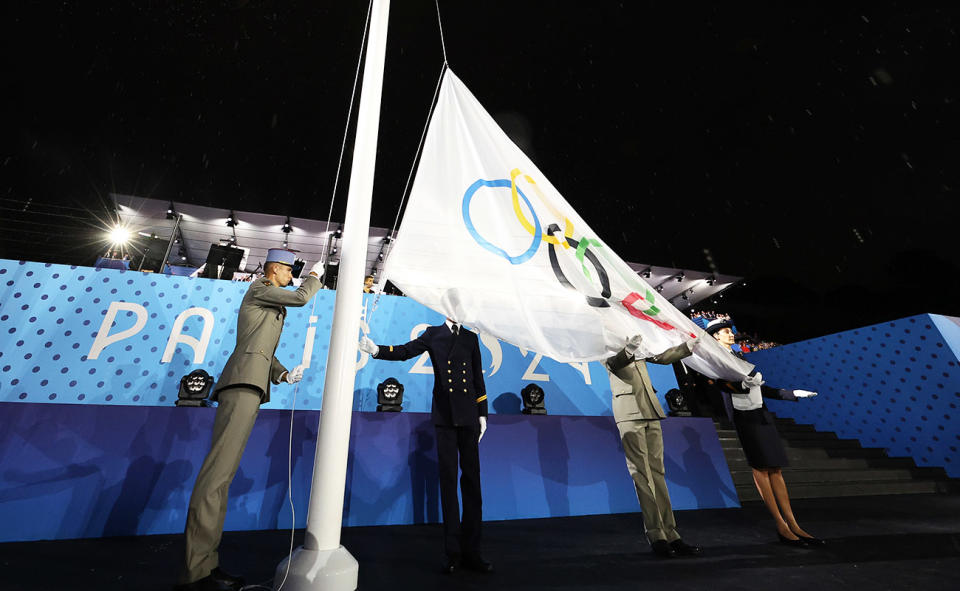 The athletics alarum during the inaugural start in Paris.