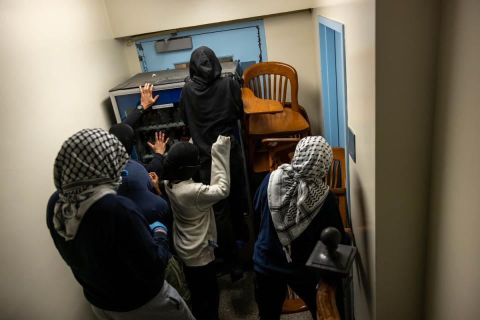 Protesters barricade themselves inside Hamilton Hall (Getty Images)