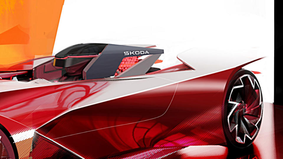 Vision GT的類Halo結構以及X型尾亦都帶有Formula E電動方程式賽車意象。(圖片來源/ Škoda)