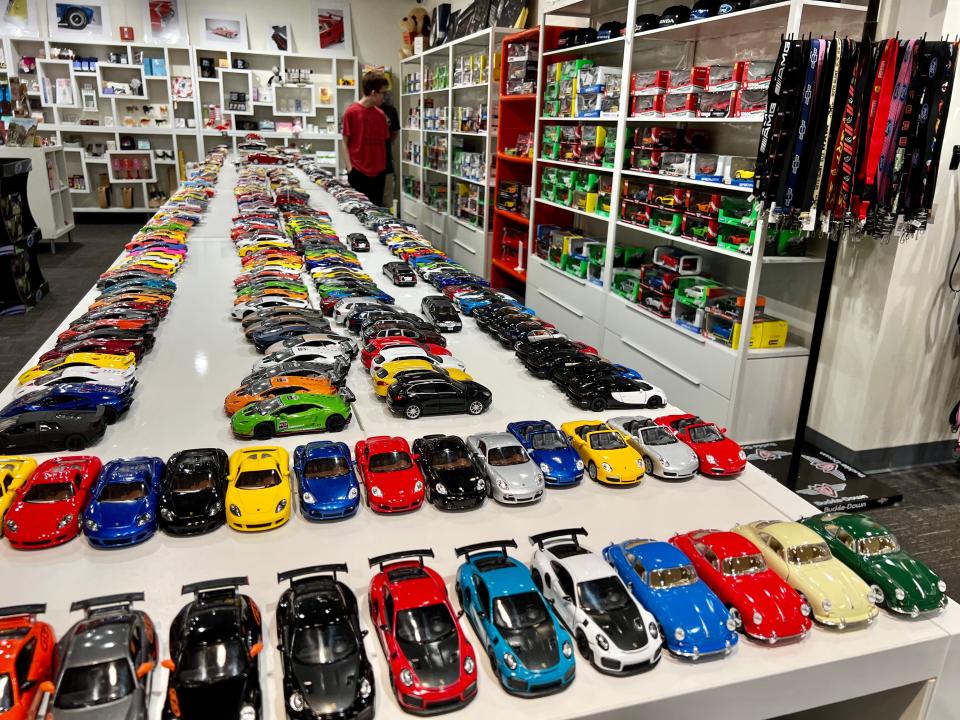 Die-cast cars are available in the museum's gift shop.