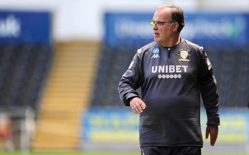 Marcelo Bielsa Manager of Leeds United during the Sky Bet Championship match between Swansea City and Leeds United at the Liberty Stadium on July 12, 2020 in Swansea, Wales. - GETTY IMAGES