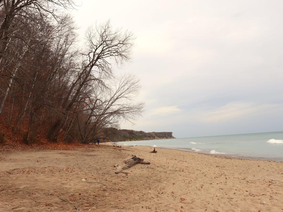 A beach on the shores of Lake Michigan.