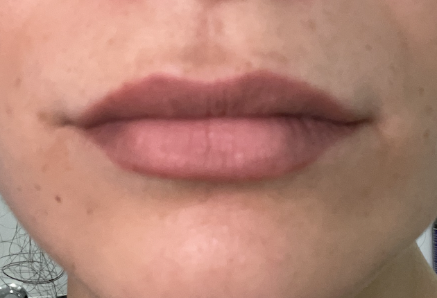 Closeup of Hannah's tattooed lips