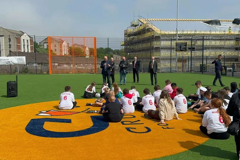 Youngsters were given the chance to try out the new court after a speech from the Gothenburg Great