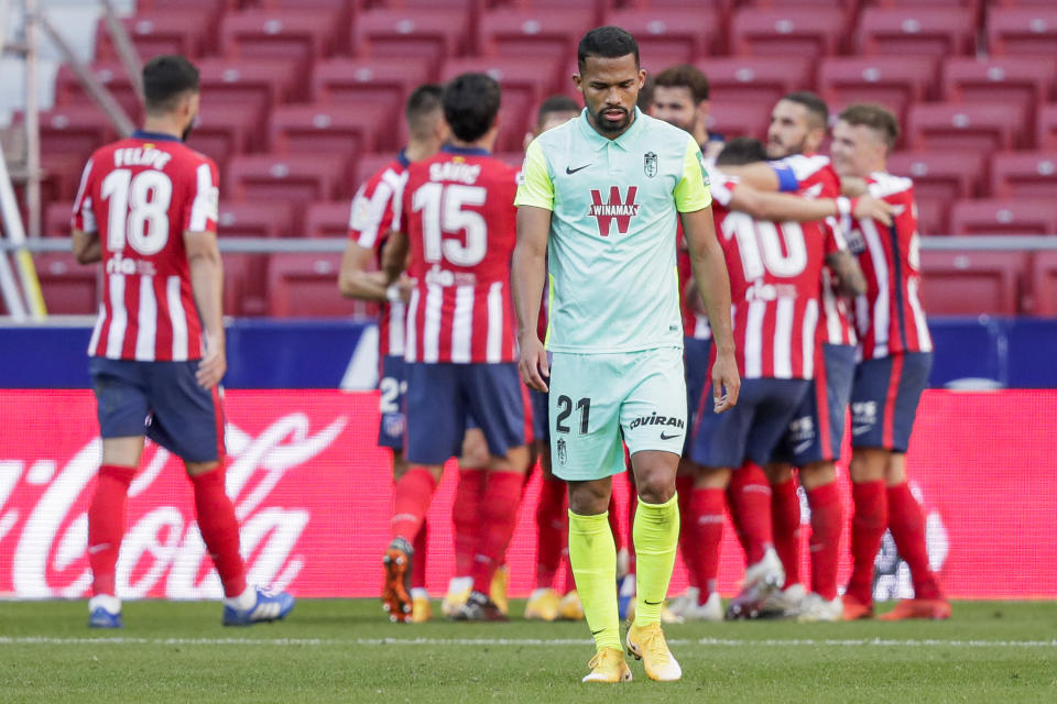 MADRID, SPAIN - SEPTEMBER 27: Yangel Herrera of Granada CF during the La Liga Santander  match between Atletico Madrid v Granada at the Estadio Wanda Metropolitano on September 27, 2020 in Madrid Spain (Photo by David S. Bustamante/Soccrates/Getty Images)