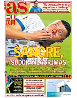 “Du sang, de la sueur et des larmes”, titre le quotidien sportif espagnol “As”, en une de son édition du 18 juin 2024.. As