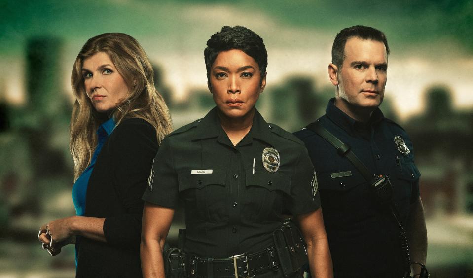 9-1-1: L-R: Connie Britton, Angela Bassett and Peter Krause. 9-1-1 premieres Wednesday, Jan. 3 (9:00-10:00 PM ET/PT) on FOX. (Photo by FOX Image Collection via Getty Images)