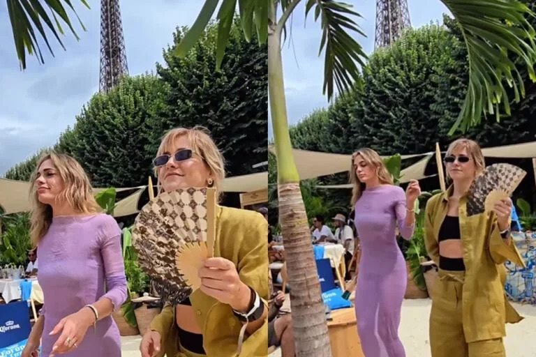 Emilia Attias y Rochi Igarzábal bailaron junto a la Torre Eiffel, durante los Juegos Olímpicos (Foto: Captura de video / Instagram @rochi_igarzabalok)