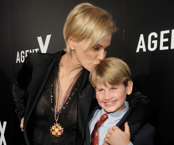 <p>Gregg DeGuire/WireImage</p> Sharon Stone and son Laird in 2015