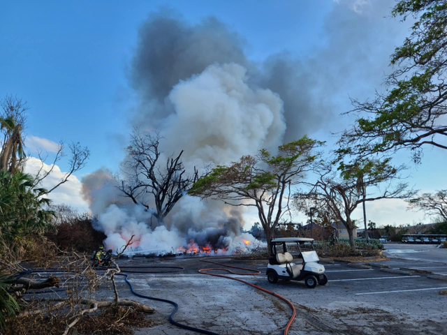 Golf carts at Sanibel Island's The Dunes Golf & Tennis Club caught on fire on Sunday, Oct. 16, 2022.  The Dunes suffered significant damage when Hurricane Ian slammed in Southwest Florida on Sept. 28.