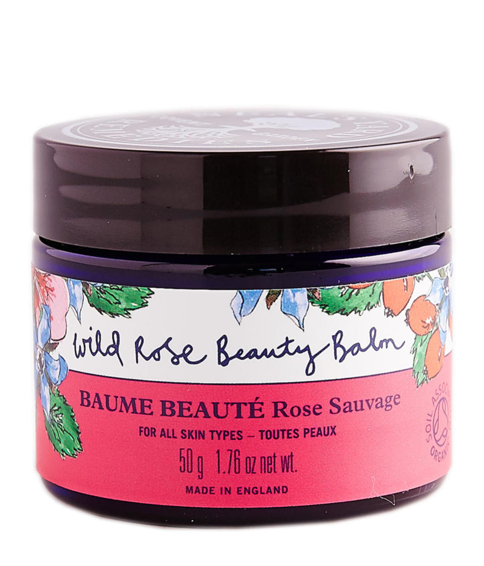 <p>Wild Rose Beauty Balm, £38<br></p><p>This best-selling balm is perfect for all skin types and is all you need for a radiant, glowing complexion. The magic ingredient is rosehip seed oil which is packed with antioxidants. Use it as a cleanser, a moisture boost, a face mask or a lip balm.</p><p><a href="http://tidd.ly/b43c31f4" rel="nofollow noopener" target="_blank" data-ylk="slk:Buy here;elm:context_link;itc:0;sec:content-canvas" class="link ">Buy here</a></p><p><br></p>